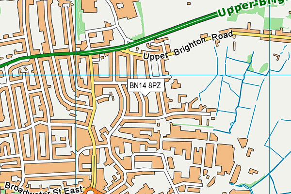 BN14 8PZ map - OS VectorMap District (Ordnance Survey)