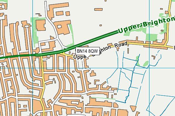 BN14 8QW map - OS VectorMap District (Ordnance Survey)