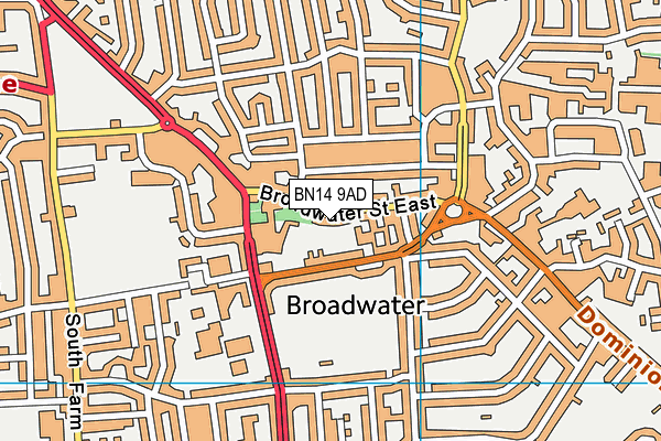 BN14 9AD map - OS VectorMap District (Ordnance Survey)
