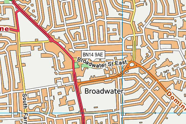 BN14 9AE map - OS VectorMap District (Ordnance Survey)