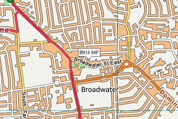 BN14 9AF map - OS VectorMap District (Ordnance Survey)