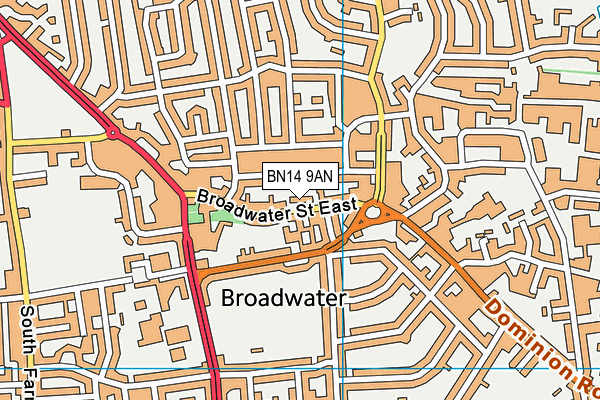 BN14 9AN map - OS VectorMap District (Ordnance Survey)