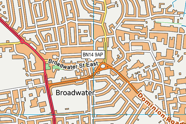 BN14 9AP map - OS VectorMap District (Ordnance Survey)
