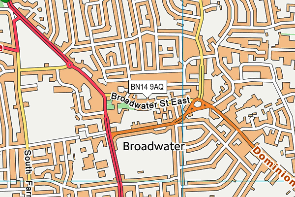 BN14 9AQ map - OS VectorMap District (Ordnance Survey)