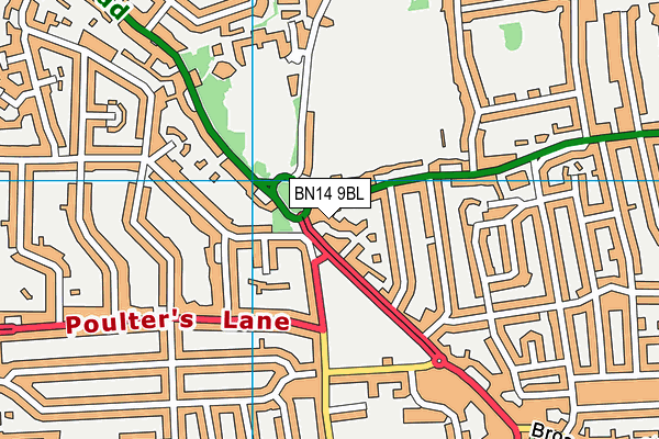 BN14 9BL map - OS VectorMap District (Ordnance Survey)