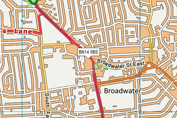 BN14 9BS map - OS VectorMap District (Ordnance Survey)