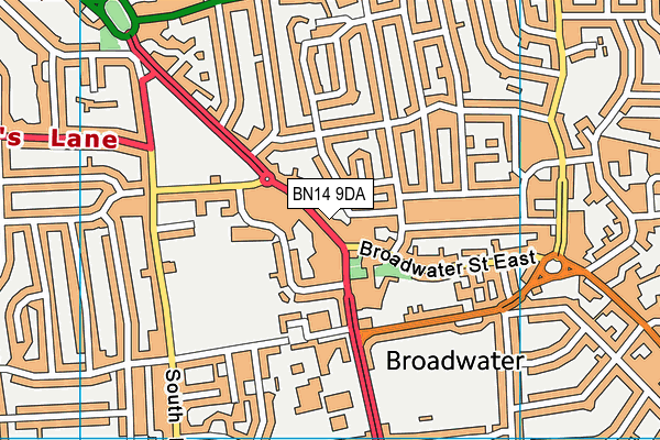 BN14 9DA map - OS VectorMap District (Ordnance Survey)