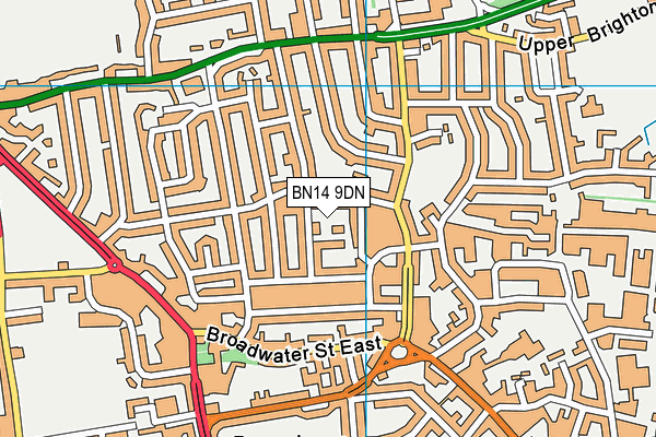 BN14 9DN map - OS VectorMap District (Ordnance Survey)