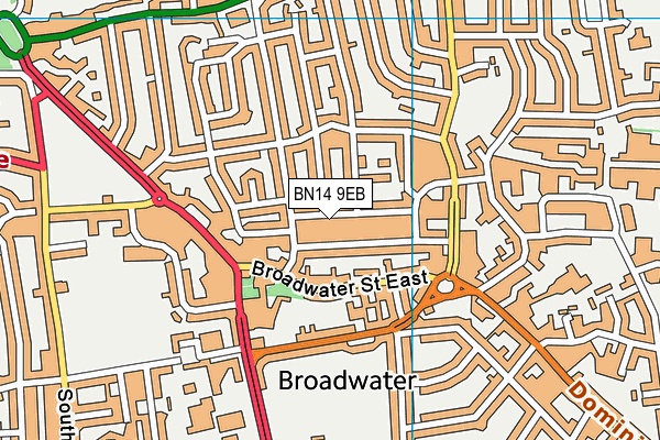 BN14 9EB map - OS VectorMap District (Ordnance Survey)