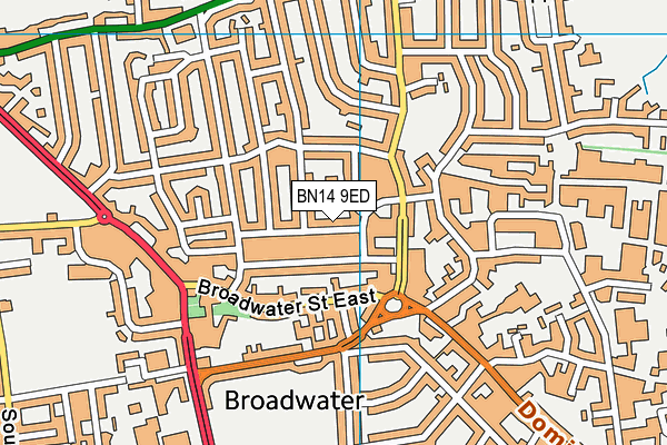 BN14 9ED map - OS VectorMap District (Ordnance Survey)
