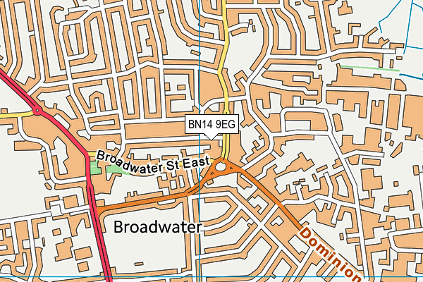 BN14 9EG map - OS VectorMap District (Ordnance Survey)