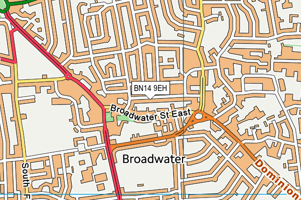 BN14 9EH map - OS VectorMap District (Ordnance Survey)