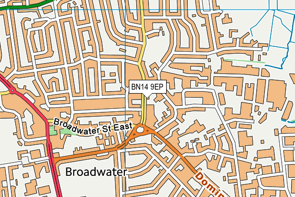 BN14 9EP map - OS VectorMap District (Ordnance Survey)