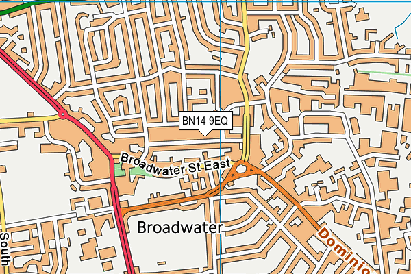 BN14 9EQ map - OS VectorMap District (Ordnance Survey)