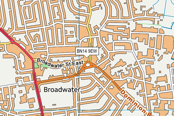 BN14 9EW map - OS VectorMap District (Ordnance Survey)