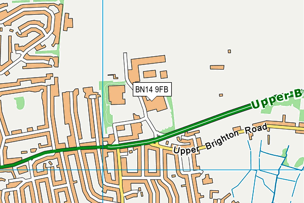 BN14 9FB map - OS VectorMap District (Ordnance Survey)