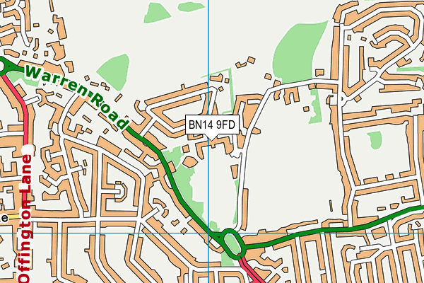 BN14 9FD map - OS VectorMap District (Ordnance Survey)