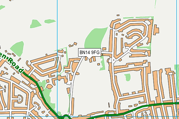 BN14 9FG map - OS VectorMap District (Ordnance Survey)