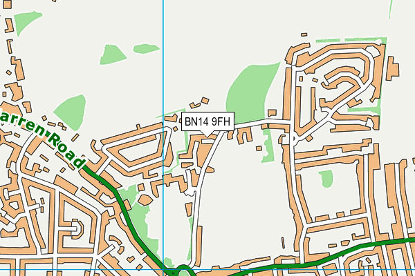 BN14 9FH map - OS VectorMap District (Ordnance Survey)