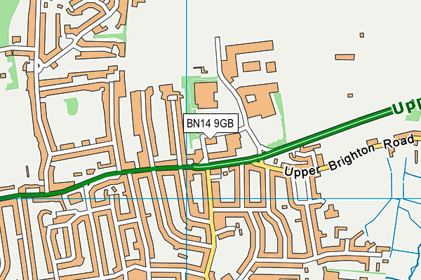 BN14 9GB map - OS VectorMap District (Ordnance Survey)