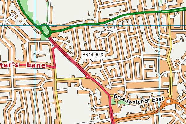 BN14 9GX map - OS VectorMap District (Ordnance Survey)