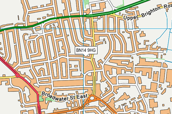 BN14 9HG map - OS VectorMap District (Ordnance Survey)