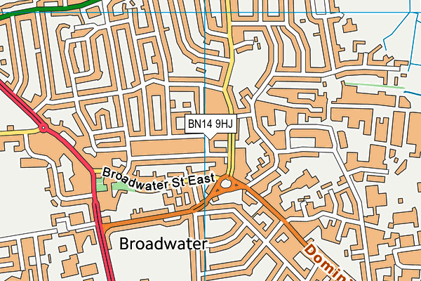 BN14 9HJ map - OS VectorMap District (Ordnance Survey)