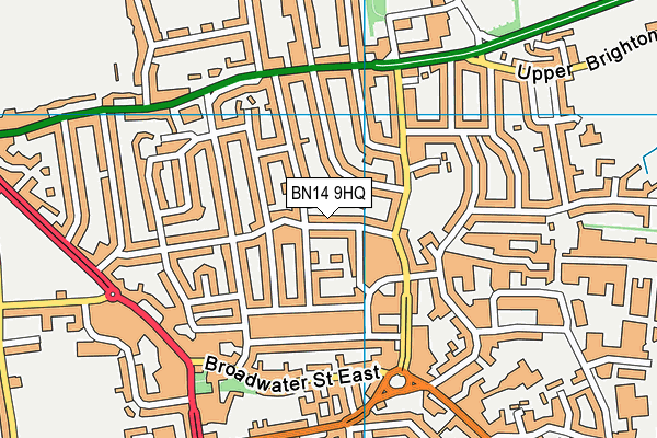 BN14 9HQ map - OS VectorMap District (Ordnance Survey)
