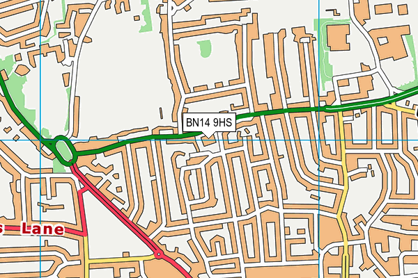 BN14 9HS map - OS VectorMap District (Ordnance Survey)
