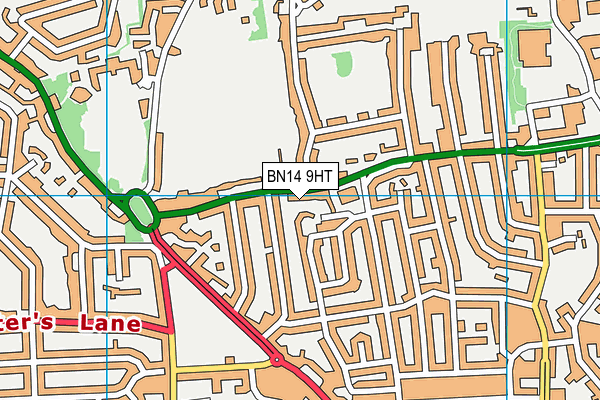 BN14 9HT map - OS VectorMap District (Ordnance Survey)