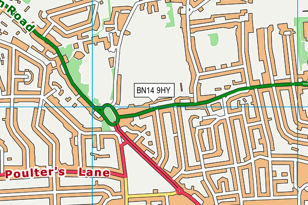 BN14 9HY map - OS VectorMap District (Ordnance Survey)