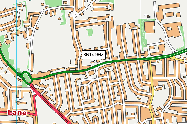 BN14 9HZ map - OS VectorMap District (Ordnance Survey)