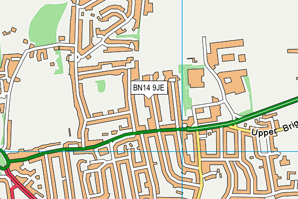 BN14 9JE map - OS VectorMap District (Ordnance Survey)