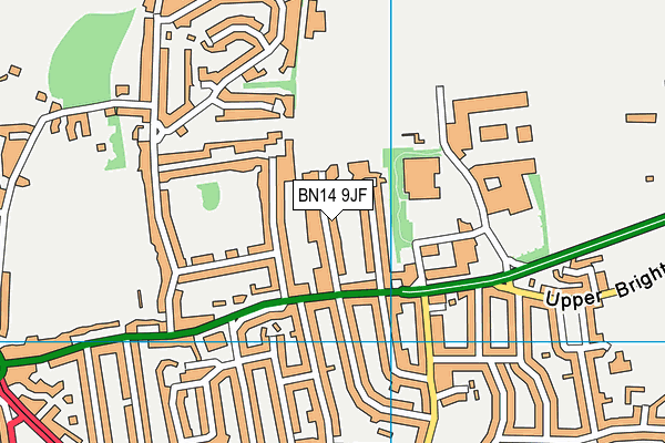 BN14 9JF map - OS VectorMap District (Ordnance Survey)