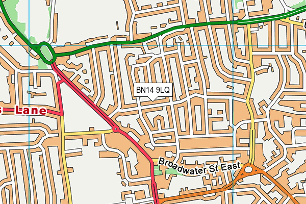 BN14 9LQ map - OS VectorMap District (Ordnance Survey)
