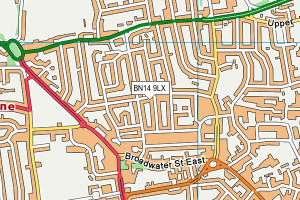 BN14 9LX map - OS VectorMap District (Ordnance Survey)