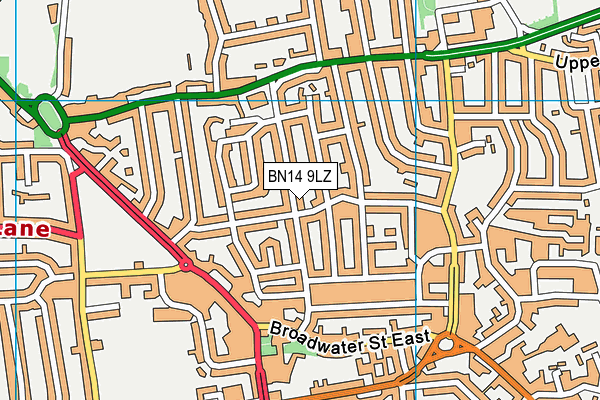BN14 9LZ map - OS VectorMap District (Ordnance Survey)