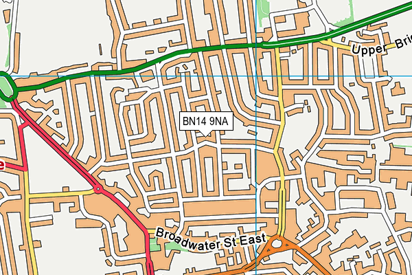 BN14 9NA map - OS VectorMap District (Ordnance Survey)
