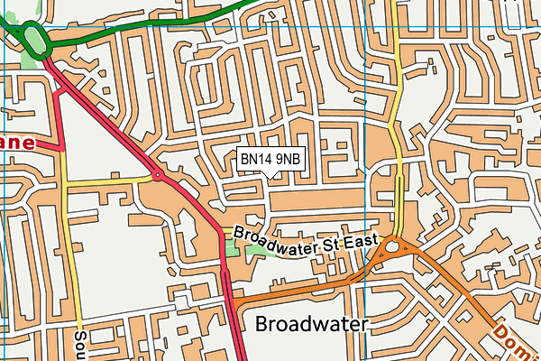 BN14 9NB map - OS VectorMap District (Ordnance Survey)