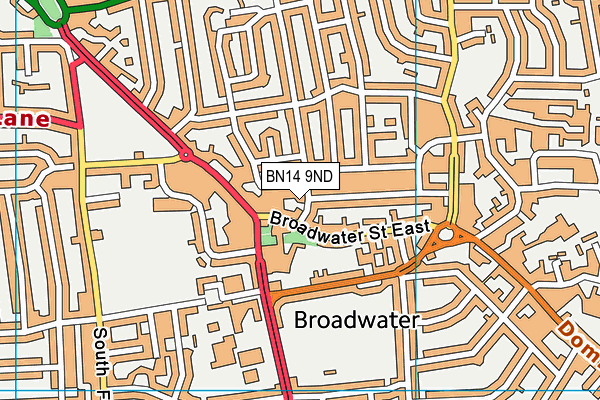 BN14 9ND map - OS VectorMap District (Ordnance Survey)