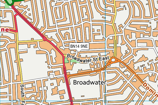 BN14 9NE map - OS VectorMap District (Ordnance Survey)