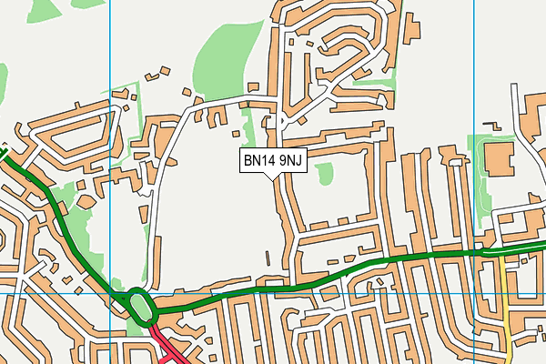 BN14 9NJ map - OS VectorMap District (Ordnance Survey)