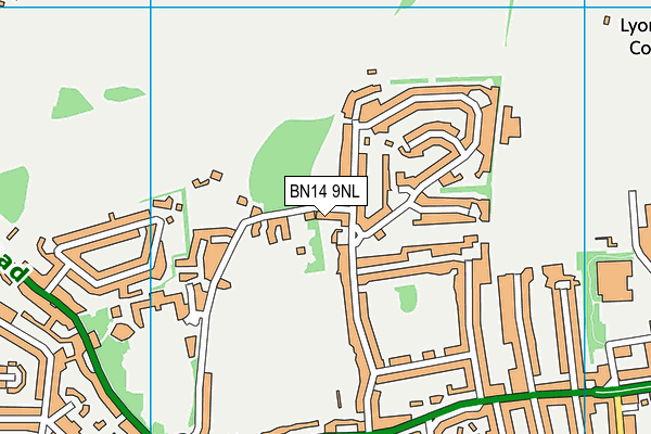 BN14 9NL map - OS VectorMap District (Ordnance Survey)