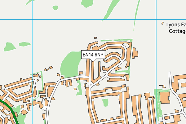 BN14 9NP map - OS VectorMap District (Ordnance Survey)
