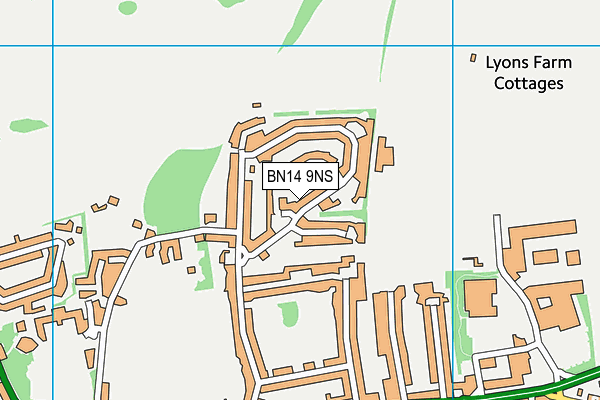 BN14 9NS map - OS VectorMap District (Ordnance Survey)