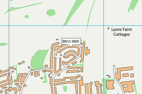 BN14 9NW map - OS VectorMap District (Ordnance Survey)
