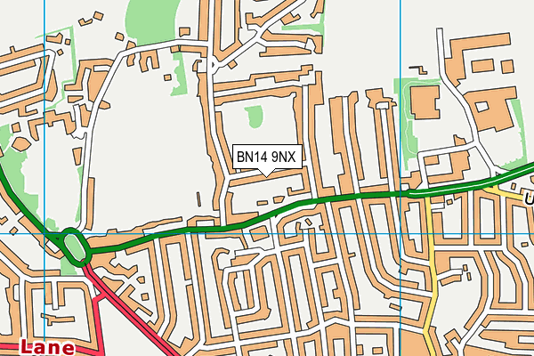 BN14 9NX map - OS VectorMap District (Ordnance Survey)