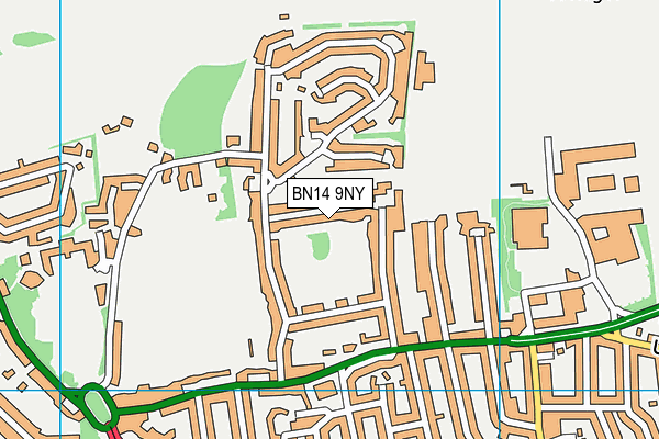 BN14 9NY map - OS VectorMap District (Ordnance Survey)