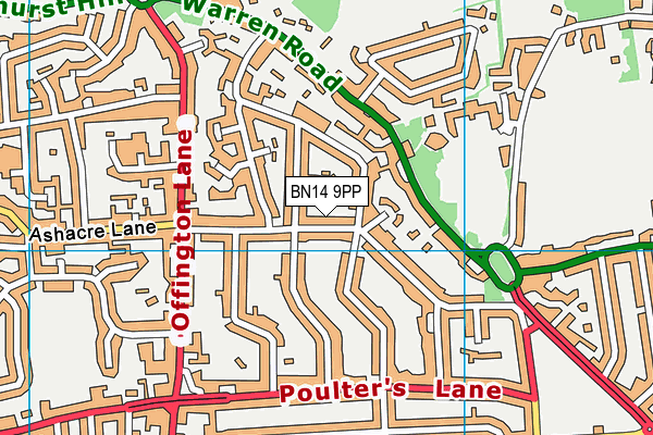 BN14 9PP map - OS VectorMap District (Ordnance Survey)