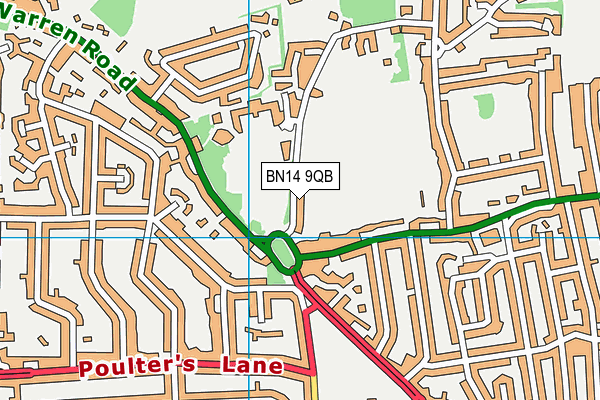 BN14 9QB map - OS VectorMap District (Ordnance Survey)